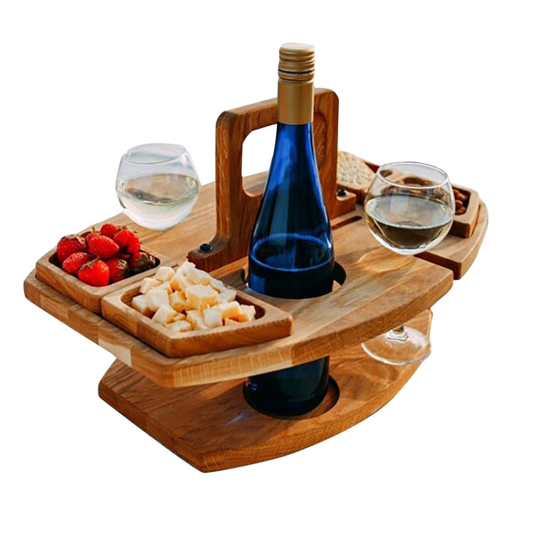 Portable Picnic Wooden Wine Glass Holder Detachable Wine Table(Wood Color) - Outdoor Folding Tables by PMC TechLife | Online Shopping South Africa | PMC TechLife