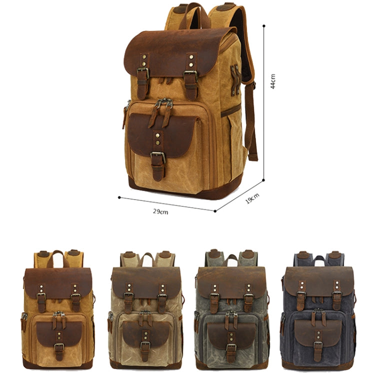 K-86 Casual Shoulder Camera Bag Contrast Waterproof Batik Canvas Single Digital Camera Photo Backpack(Khaki) - Backpack by PMC TechLife | Online Shopping South Africa | PMC TechLife