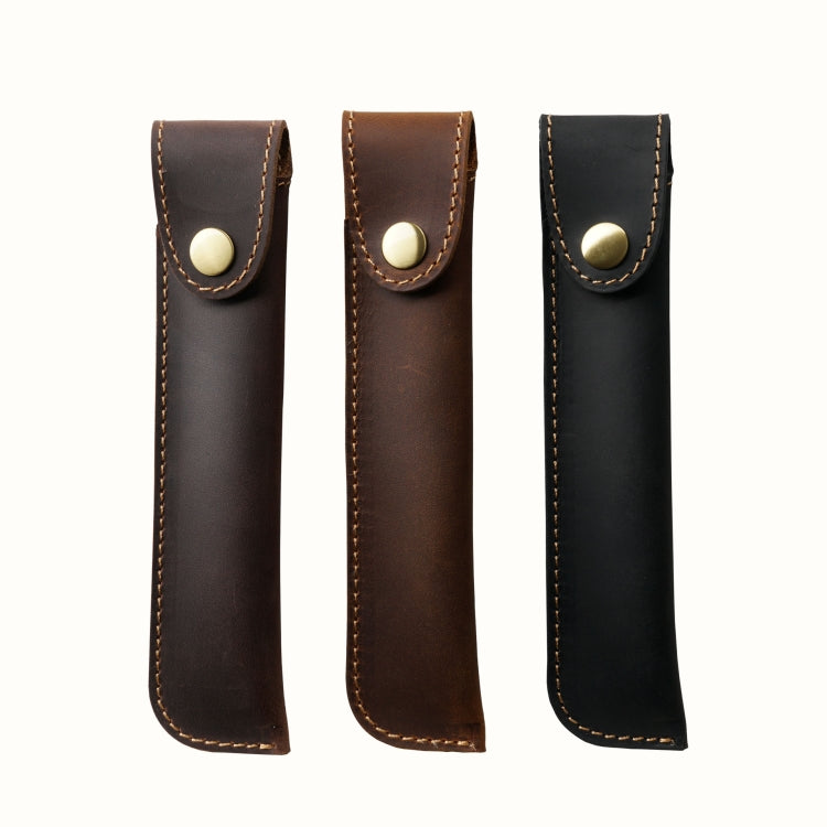 Pen Bag Personality Retro Pure Handmade First Layer Leather Pen Case Protective Cover(Carved Skin Black) - Pen Holder by PMC TechLife | Online Shopping South Africa | PMC TechLife