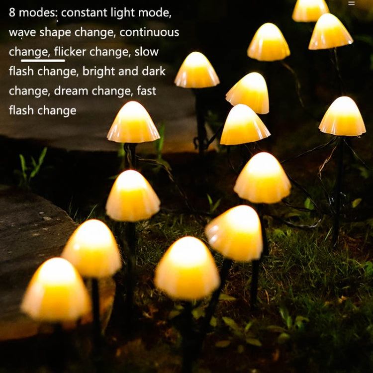 3.8m 10 LEDs Solar Mushroom Lawn Light Outdoor Waterproof Garden Villa Landscape Decorative String Lights(Warm White Light) - Holiday Lights by PMC TechLife | Online Shopping South Africa | PMC TechLife