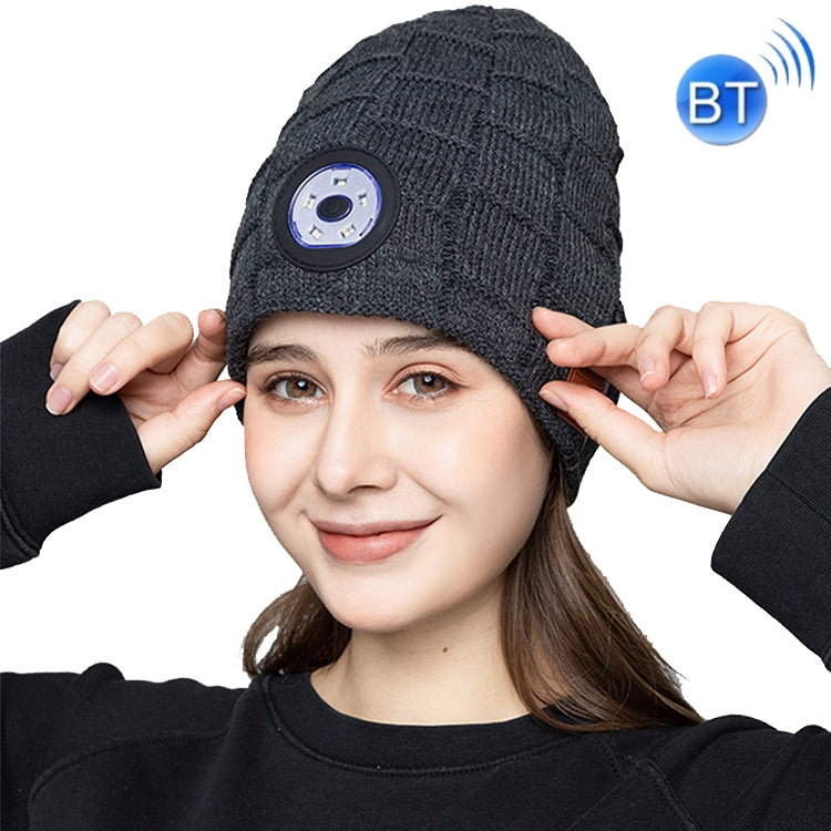 RG5-BL Bluetooth LED Lighting Music Knit Hat Plus Velvet Night Running Lamp Hat(Dark Gray) - Smart Hats by PMC TechLife | Online Shopping South Africa | PMC TechLife | Buy Now Pay Later Mobicred