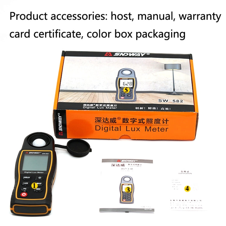 SNDWAY SW582 Handheld Digital Illuminance Meter High-Precision Digital Light Meter(SW582) - free shipping - PMC TechLife - Order now!