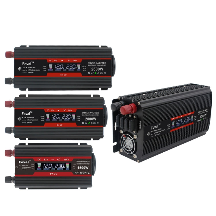 2600W LCD Smart Home Car Inverter 12V To 220V Power Converter - Modified Square Wave by PMC TechLife | Online Shopping South Africa | PMC TechLife