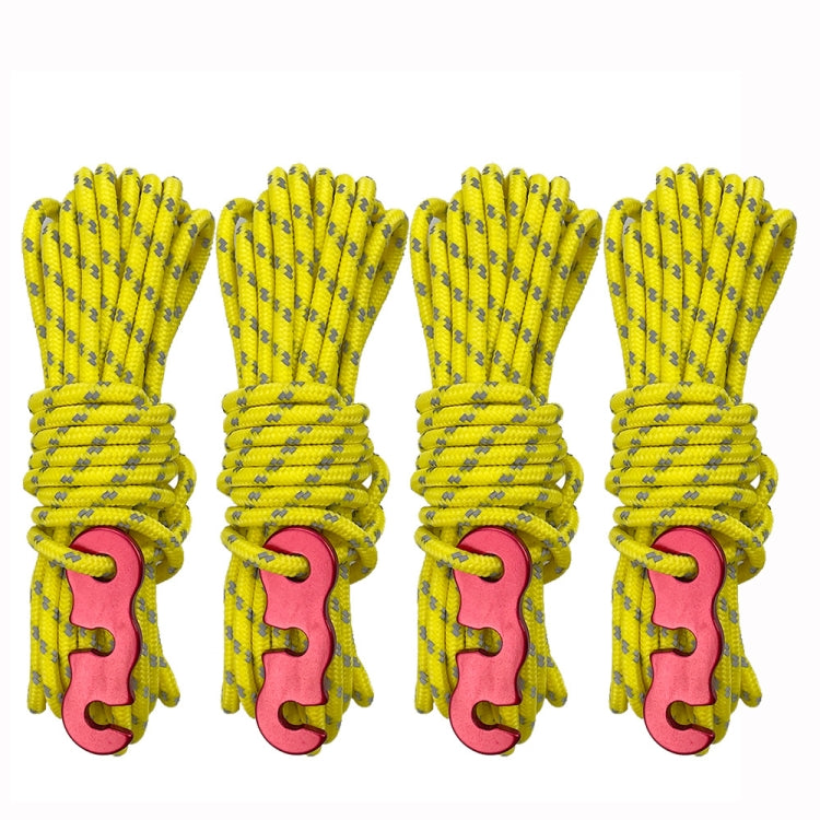 4m x 4 Rolls Outdoor Camping Tent Canopy Wind Rope Luminous Multi-Function Wind Rope Buckle Tent Fixed Rope( S Buckle-Yellow) - Tents & Accessories by PMC TechLife | Online Shopping South Africa | PMC TechLife