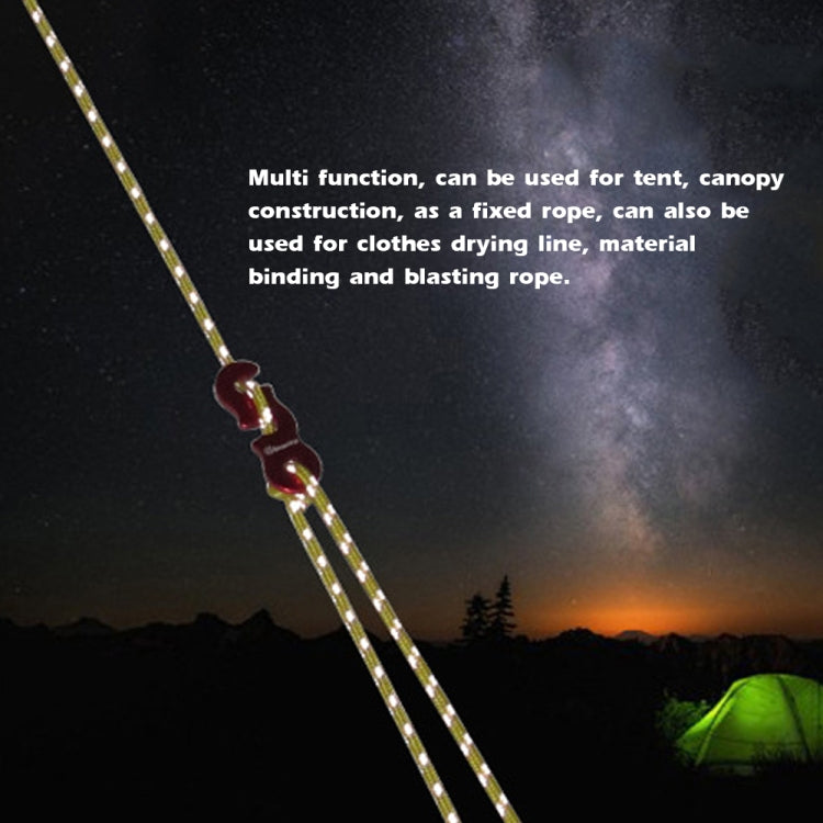 4m x 4 Rolls Outdoor Camping Tent Canopy Wind Rope Luminous Multi-Function Wind Rope Buckle Tent Fixed Rope( S Buckle-Yellow) - Tents & Accessories by PMC TechLife | Online Shopping South Africa | PMC TechLife