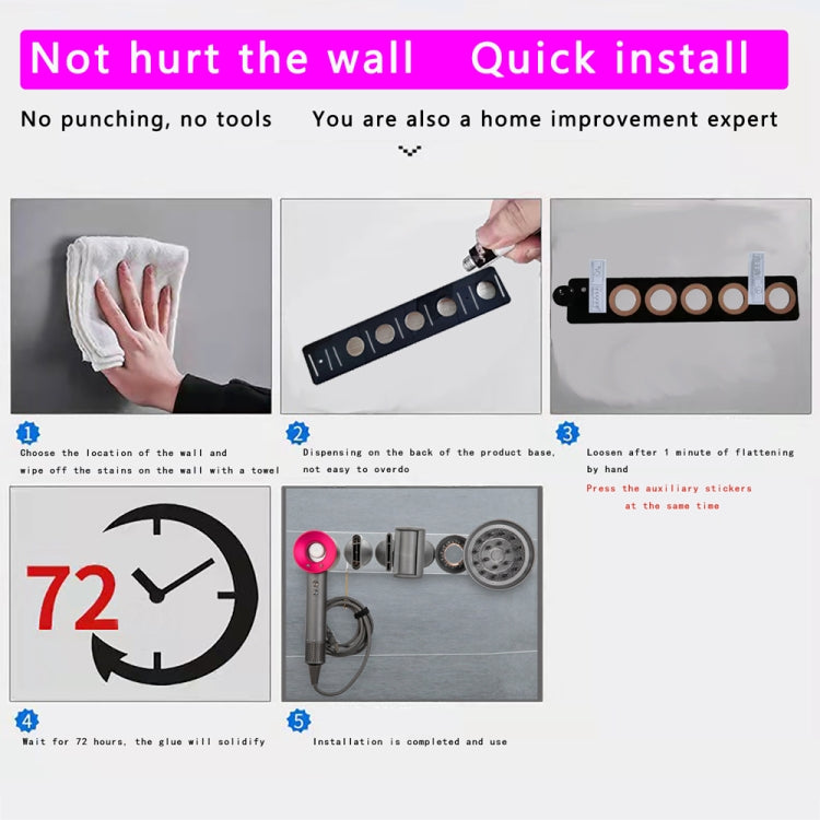 JD01 Punch-Free Hange Acrylic Hair Dryer Storage Bracket For Dyson Hair Dryer(Transparent) - free shipping - PMC TechLife - Order now!