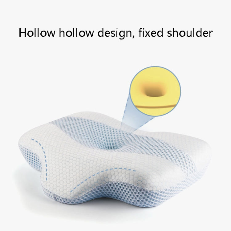 P10 Memory Foam Slow Rebound Pillow Neck Protector Memory Foam Pillow, Dimensions: 60 x 43 x 11cm(White Blue) - free shipping - PMC TechLife - Order now!