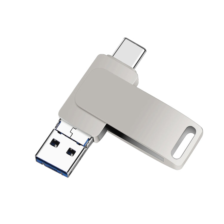 16 GB USB 3.0 + 8 Pin + USB-C / Type-C 3 in 1 Phone Computer Metal Rotatable U-Disk(Silver Gray) - U Disk & Card Reader by PMC TechLife | Online Shopping South Africa | PMC TechLife | Buy Now Pay Later Mobicred