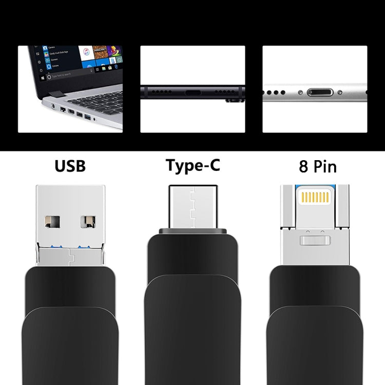 16GB USB 3.0 + 8 Pin + USB-C / Type-C 3 in 1 Mobile Computer Metal U-Disk(Pink) - U Disk & Card Reader by PMC TechLife | Online Shopping South Africa | PMC TechLife