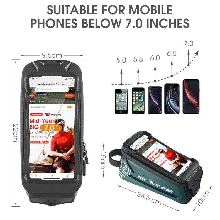 WEST BIKING 2.5L Bicycle Front Beam Mobile Phone Touch Screen Hard Shell Bag(Dark Green) - free shipping - PMC TechLife - Order now!