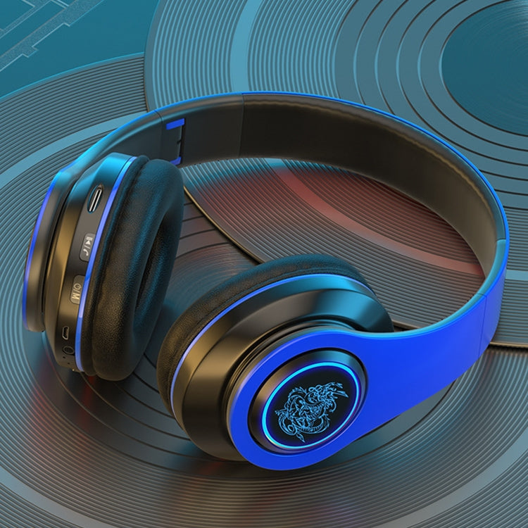 B39 Wireless Bluetooth Headset Subwoofer With Breathing Light Support TF Card(Black Blue) - Headset & Headphone by PMC TechLife | Online Shopping South Africa | PMC TechLife | Buy Now Pay Later Mobicred