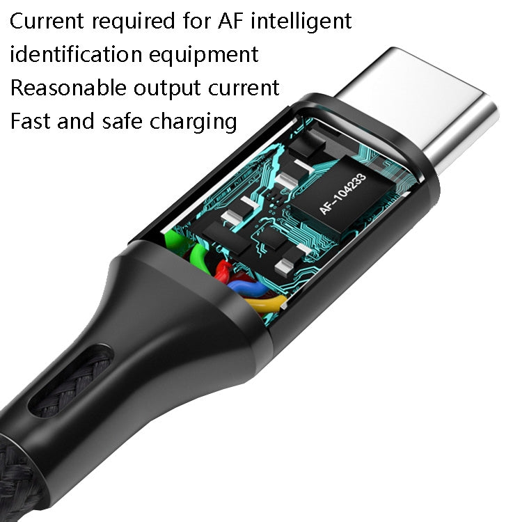 4 PCS 2.4A USB-C / Type-C to USB Braided Fast Charging Sync Data Cable, Length: 2m (Black) - USB-C & Type-C Cable by PMC TechLife | Online Shopping South Africa | PMC TechLife | Buy Now Pay Later Mobicred