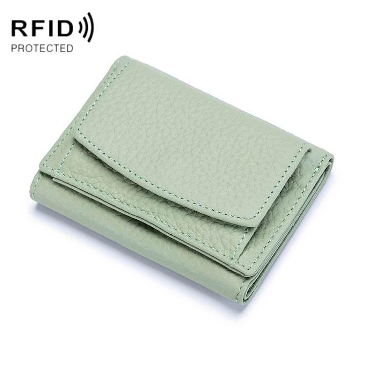 CL-2753 Leather RFID Short Coin Purse Wallet(Light Green) - free shipping - PMC TechLife - Order now!