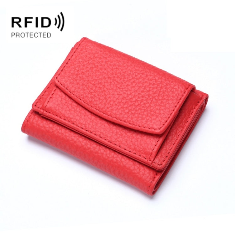 CL-2753 Leather RFID Short Coin Purse Wallet(Red) - free shipping - PMC TechLife - Order now!
