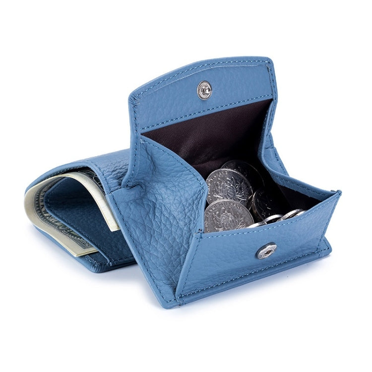 CL-2753 Leather RFID Short Coin Purse Wallet(Light Blue) - Antimagnetic RFID Package by PMC TechLife | Online Shopping South Africa | PMC TechLife | Buy Now Pay Later Mobicred