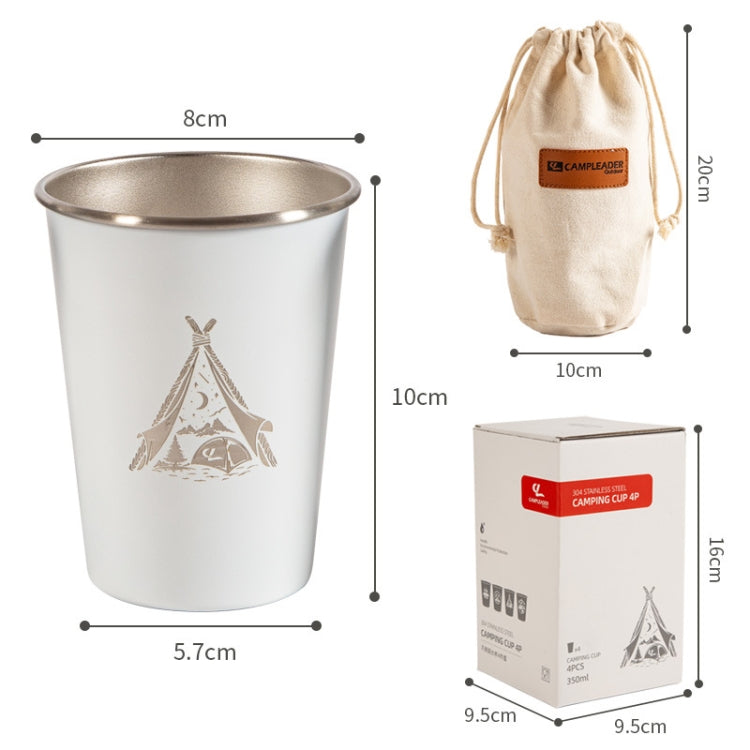 4 PCS / Set Outdoor Picnic Stainless Steel Cup With Storage Bag (White) - Cookwares & Tablewares by PMC TechLife | Online Shopping South Africa | PMC TechLife | Buy Now Pay Later Mobicred