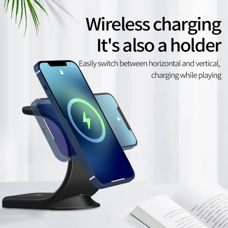 OJD-83 3 in 1 Magnetic Suction Vertical Bracket Wireless Charger for Mobile Phone & iWatch & AirPods(White) - Wireless Charger by PMC TechLife | Online Shopping South Africa | PMC TechLife