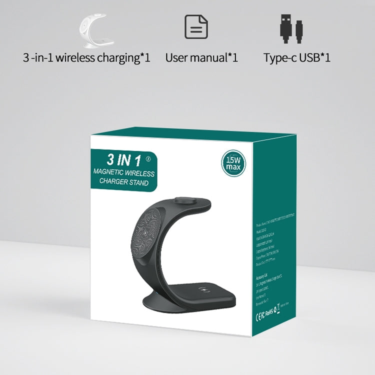 OJD-83 3 in 1 Magnetic Suction Vertical Bracket Wireless Charger for Mobile Phone & iWatch & AirPods(White) - Wireless Charger by PMC TechLife | Online Shopping South Africa | PMC TechLife