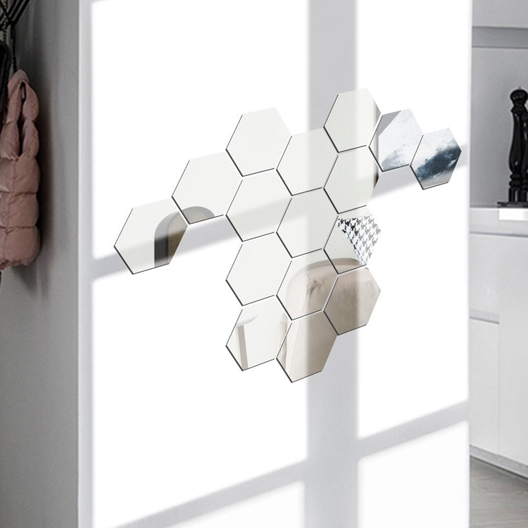 Ym300 16 PCS / Set Home Personal Wall Stickers DIY Acrylic Wall Decorative Mirror(Quartet Silver) - Decorative Mirrors by PMC TechLife | Online Shopping South Africa | PMC TechLife