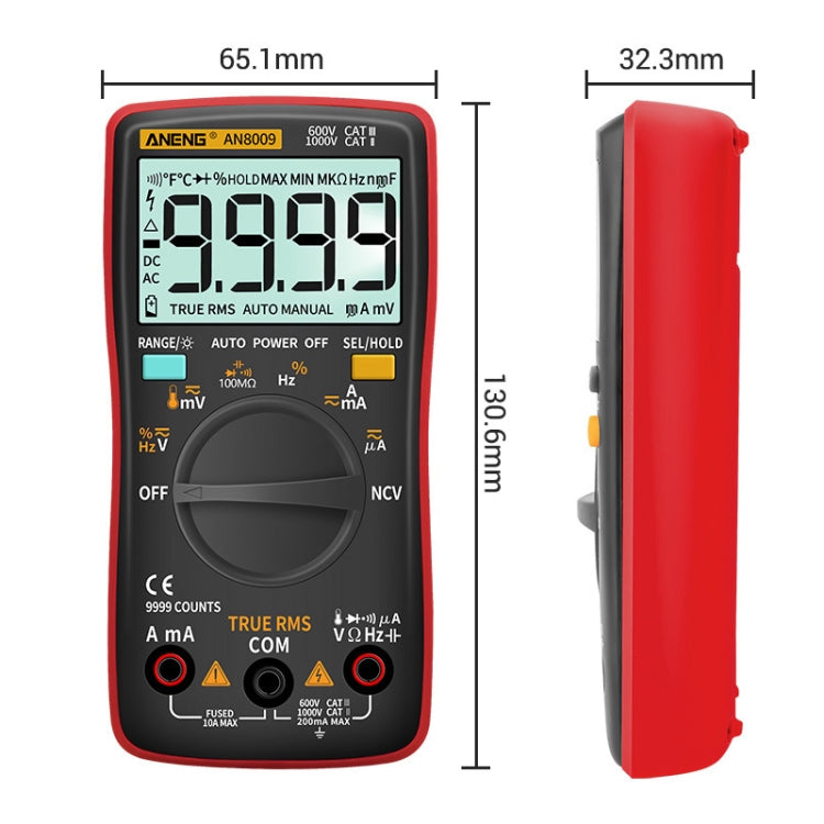 ANENG AN8009 NVC Digital Display Multimeter, Specification: Standard with Cable(Orange) - free shipping - PMC TechLife - Order now!