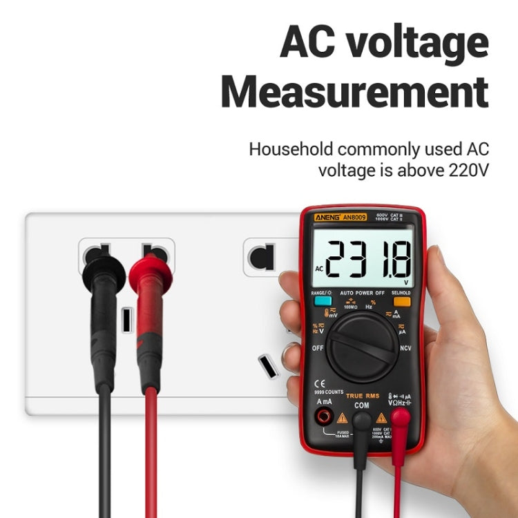 ANENG AN8009 NVC Digital Display Multimeter, Specification: Standard with Cable(Red) - free shipping - PMC TechLife - Order now!
