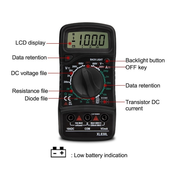 ANENG XL830L Multi-Function Digital Display High-Precision Digital Multimeter, Specification: Bubble Bag Packing(Red) - free shipping - PMC TechLife - Order now!