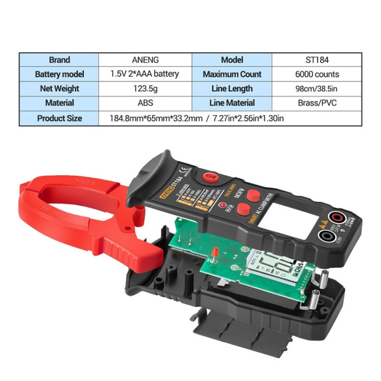 ANENG ST184 Automatically Identify Clamp-On Smart Digital Multimeter(Red) - free shipping - PMC TechLife - Order now!