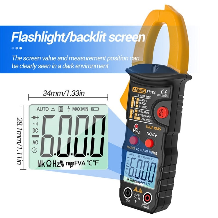 ANENG ST184 Automatically Identify Clamp-On Smart Digital Multimeter(Black) - free shipping - PMC TechLife - Order now!