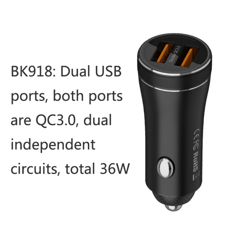 QIAKEY BK918 Dual Ports Fast Charge Car Charger - Car Charger by QIAKEY | Online Shopping South Africa | PMC TechLife | Buy Now Pay Later Mobicred