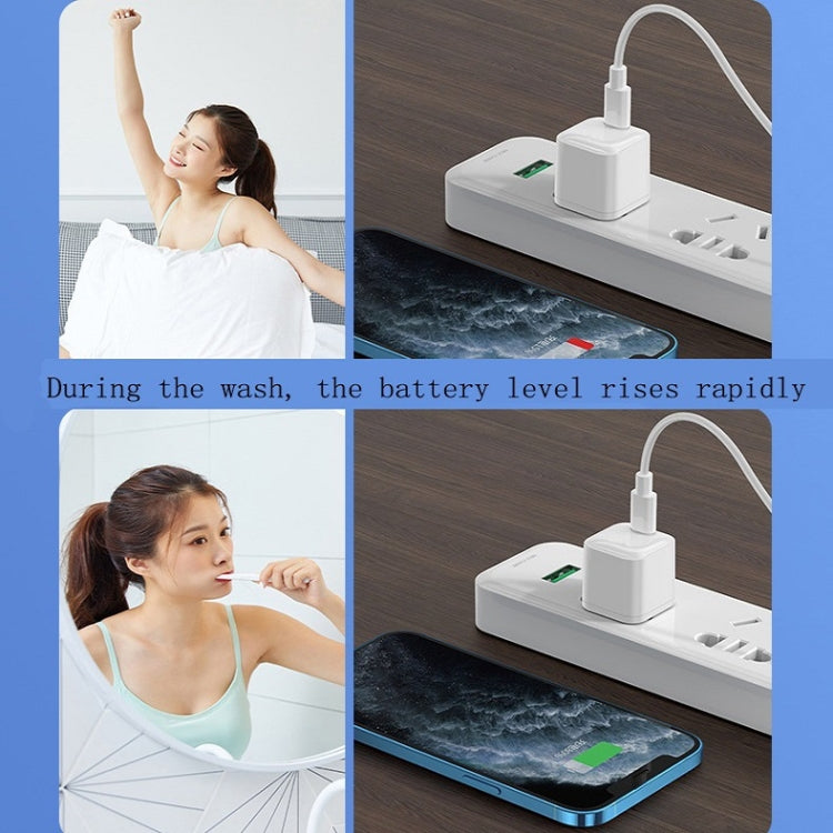 CYKE USB60 20W Mini PD Type-C Port Fast Charger With Type-C To 8 Pin Cable, US Plug(White Set) - free shipping - PMC TechLife - Order now!