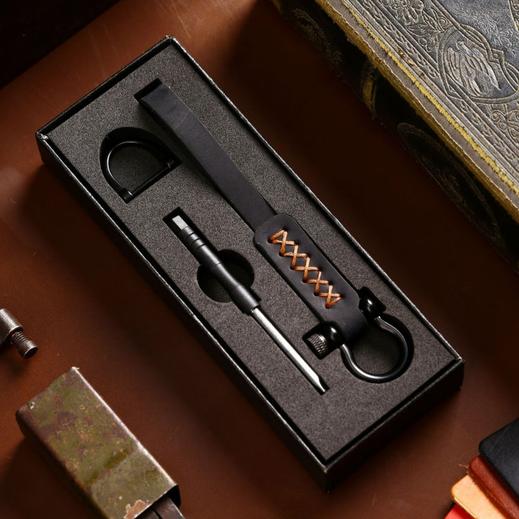 A001 Car Keychain Leather Long Key Rope(Crazy Horse Black) - Key Rings by PMC TechLife | Online Shopping South Africa | PMC TechLife