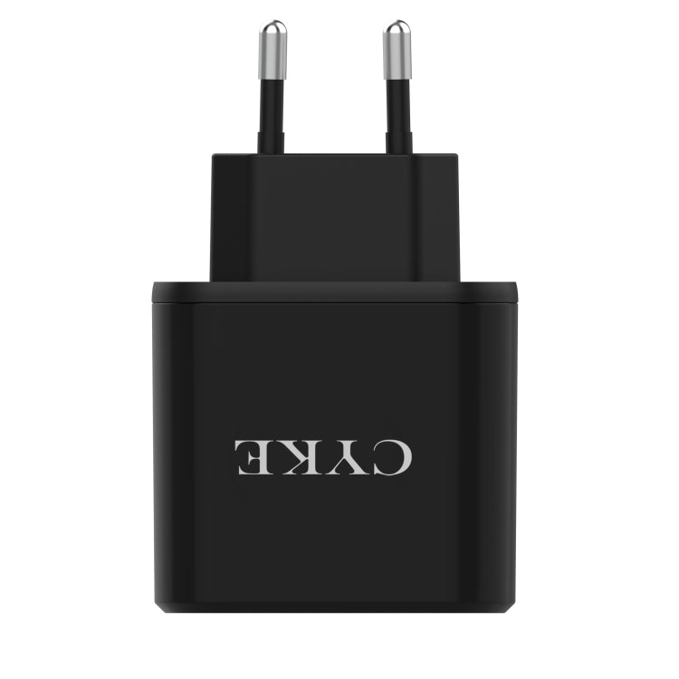 CYKE Smart Digital Display 3-Ports USB Travel Charger(EU Plug-Black) - USB Charger by CYKE | Online Shopping South Africa | PMC TechLife | Buy Now Pay Later Mobicred
