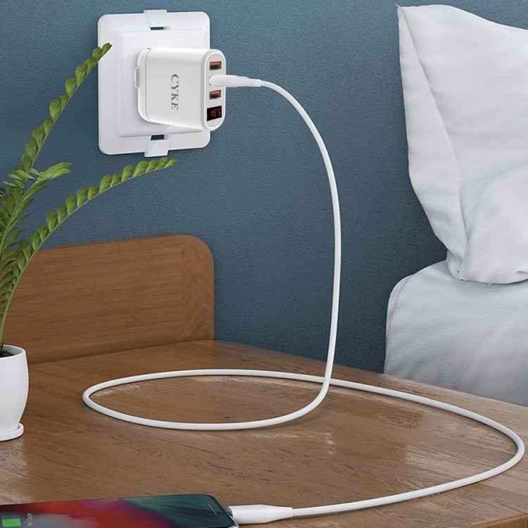 CYKE Smart Digital Display 3-Ports USB Travel Charger(EU Plug-White) - USB Charger by CYKE | Online Shopping South Africa | PMC TechLife | Buy Now Pay Later Mobicred