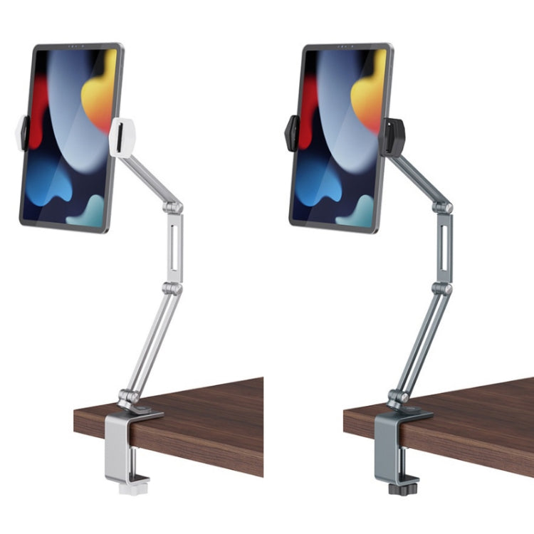 P60 Desktop Folding Mobile Phone Chuck Holder For 4-13 Inch Mobile Phone/Tablet(Grey) - Desktop Holder by PMC TechLife | Online Shopping South Africa | PMC TechLife