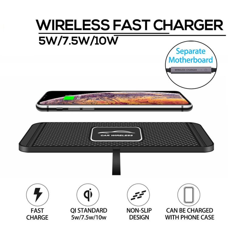 POLMXS C1 15W Car Anti-Skid Mats Wireless Charger With 1m USB Data Cable(Black) - Wireless Charging Pads by POLMXS | Online Shopping South Africa | PMC TechLife | Buy Now Pay Later Mobicred