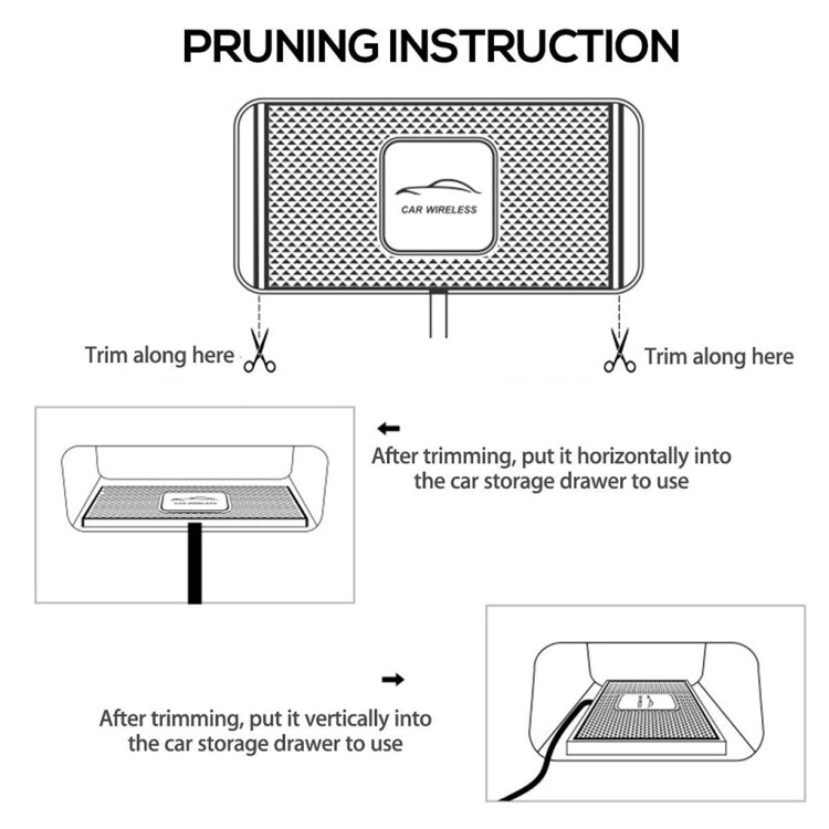 POLMXS C1 15W Car Anti-Skid Mats Wireless Charger With 1m USB Data Cable(Black) - Wireless Charging Pads by POLMXS | Online Shopping South Africa | PMC TechLife | Buy Now Pay Later Mobicred