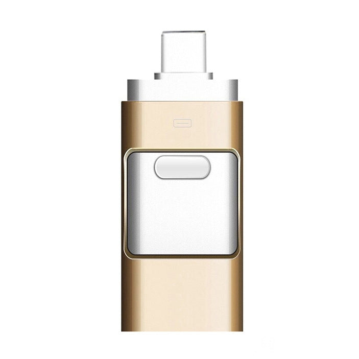 256GB Type-C + 8 Pin + USB 3.0  3 In 1 OTG Metal USB Flash Drive(Gold) - U Disk & Card Reader by PMC TechLife | Online Shopping South Africa | PMC TechLife