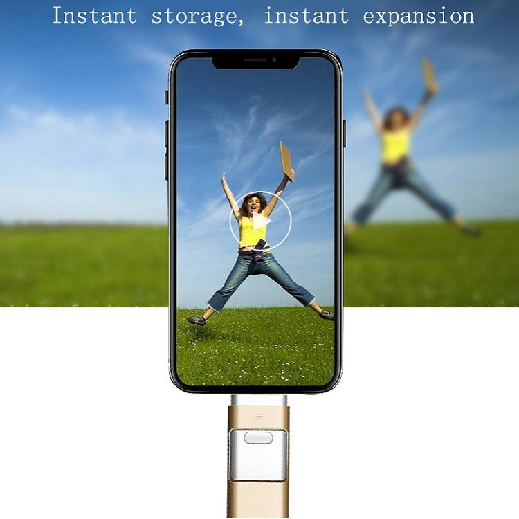 256GB Type-C + 8 Pin + USB 3.0  3 In 1 OTG Metal USB Flash Drive(Gold) - U Disk & Card Reader by PMC TechLife | Online Shopping South Africa | PMC TechLife