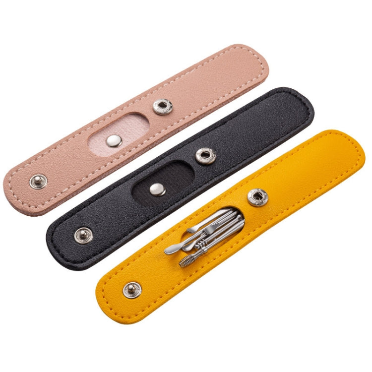 5 Sets 6 In 1 Stainless Steel Spring Spiral Portable Ear Pick, Specification: Pink Leather Case - Ear Care Tools by PMC TechLife | Online Shopping South Africa | PMC TechLife