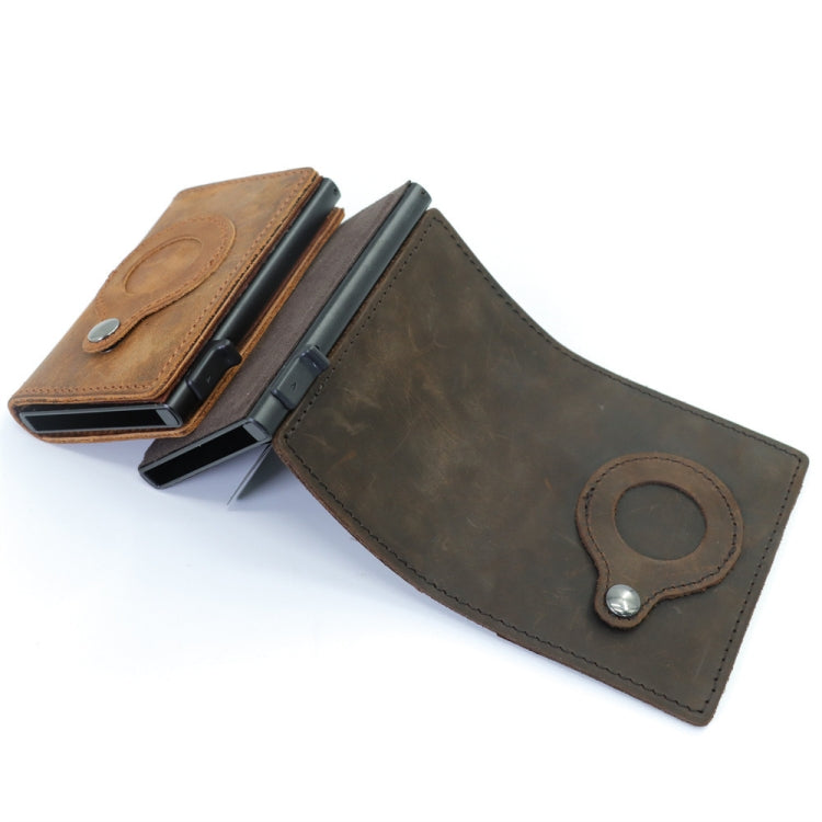 Anti-Theft Positioning Wallet Men Card Holder Mini Wallets For Airtag(Cowhide Dark Brown) - Wallet Series by PMC TechLife | Online Shopping South Africa | PMC TechLife