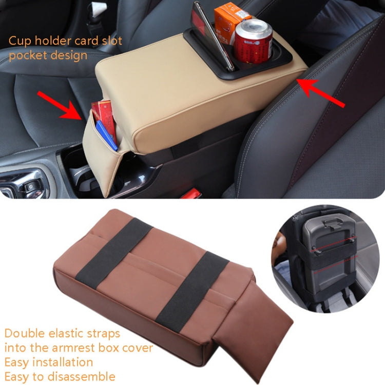Car Armrest Box Increased Support With Rear Seat Water Cup Holder(Brown) - Seat Accessories by PMC TechLife | Online Shopping South Africa | PMC TechLife | Buy Now Pay Later Mobicred