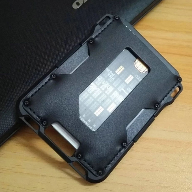 RFID Metal Anti-Theft Credit Card Holder(Silver Metal + Black Skin) - free shipping - PMC TechLife - Order now!