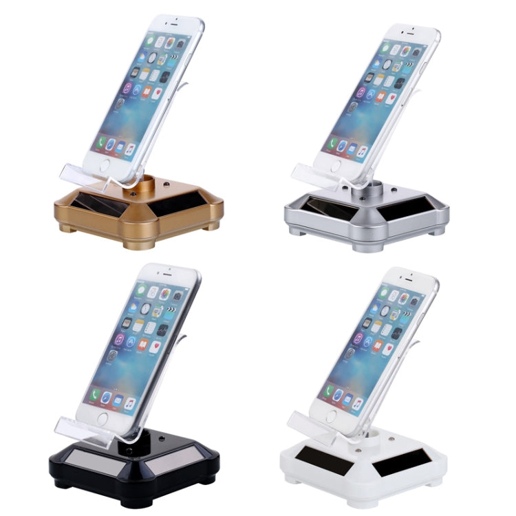 Solar Turntable Mobile Phone Stand Display Stand With Coloful Light(Silver) - Desktop Holder by PMC TechLife | Online Shopping South Africa | PMC TechLife