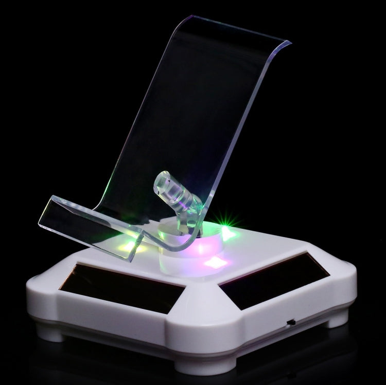 Solar Turntable Mobile Phone Stand Display Stand With Coloful Light(Black) - Desktop Holder by PMC TechLife | Online Shopping South Africa | PMC TechLife