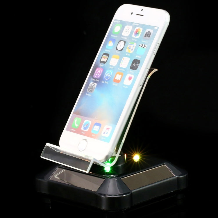 Solar Turntable Mobile Phone Stand Display Stand With Coloful Light(Gold) - Desktop Holder by PMC TechLife | Online Shopping South Africa | PMC TechLife