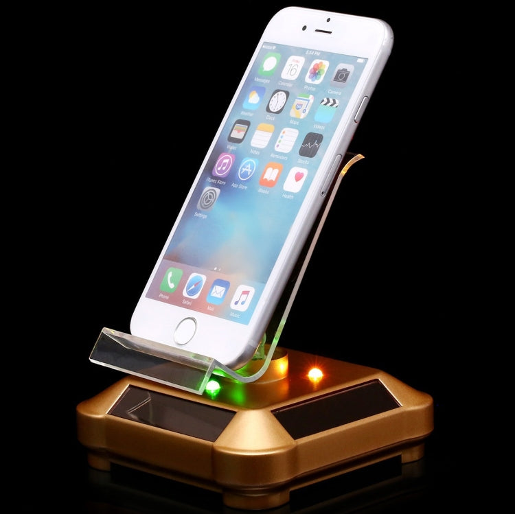 Solar Turntable Mobile Phone Stand Display Stand With Coloful Light(Gold) - Desktop Holder by PMC TechLife | Online Shopping South Africa | PMC TechLife
