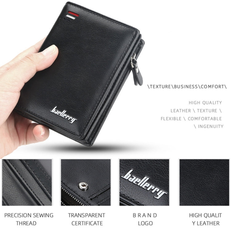 Baellerry D3216 Men Short Vertical Multi-Card Snap Coin Purse(Khaki) - Wallets by Baellerry | Online Shopping South Africa | PMC TechLife | Buy Now Pay Later Mobicred