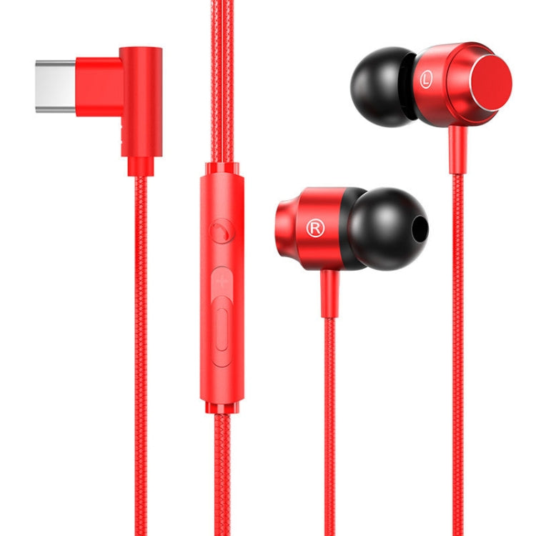 TS902 Metal In-Ear USB-C / Type-C Game Earphone, Cable Length: 1.2m(Red) - Type-C Earphone by PMC TechLife | Online Shopping South Africa | PMC TechLife