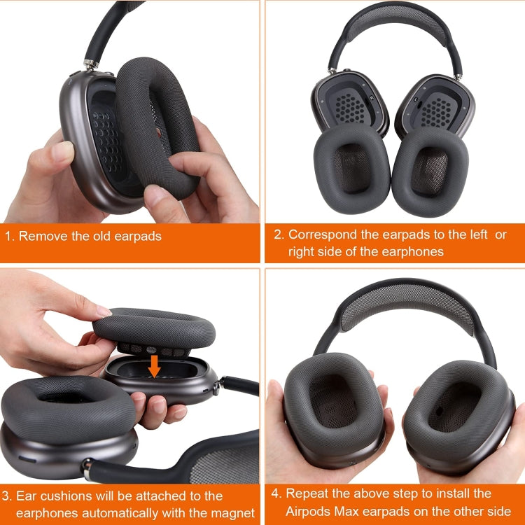 2 PCS Foam Earpads Earmuffs For AirPods Max(Mesh Deep Gray) - Earmuff & Pad by PMC TechLife | Online Shopping South Africa | PMC TechLife