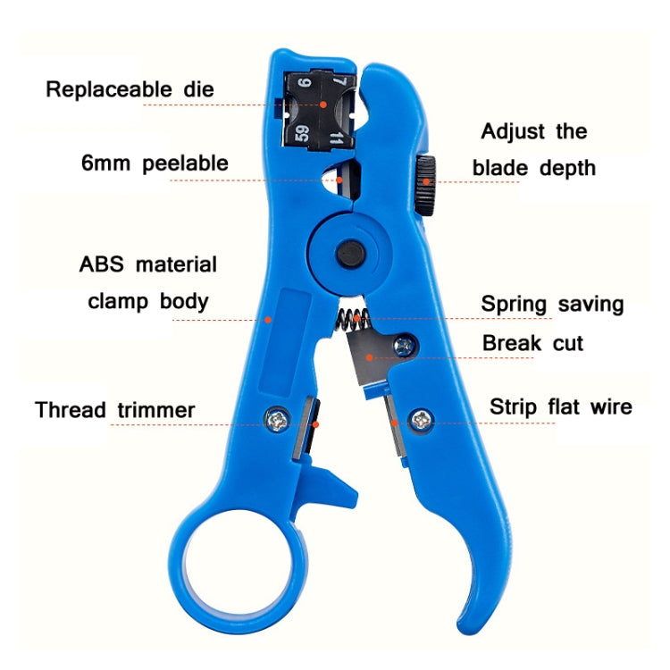 Electrician Multifunctional Coaxial Cable Stripper(Blue PE Bag) - Lan Cable and Tools by PMC TechLife | Online Shopping South Africa | PMC TechLife